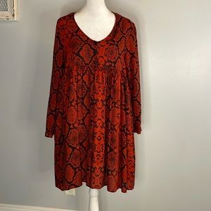 [ZARA] Red/Black Python Pattern Dress - Size XS